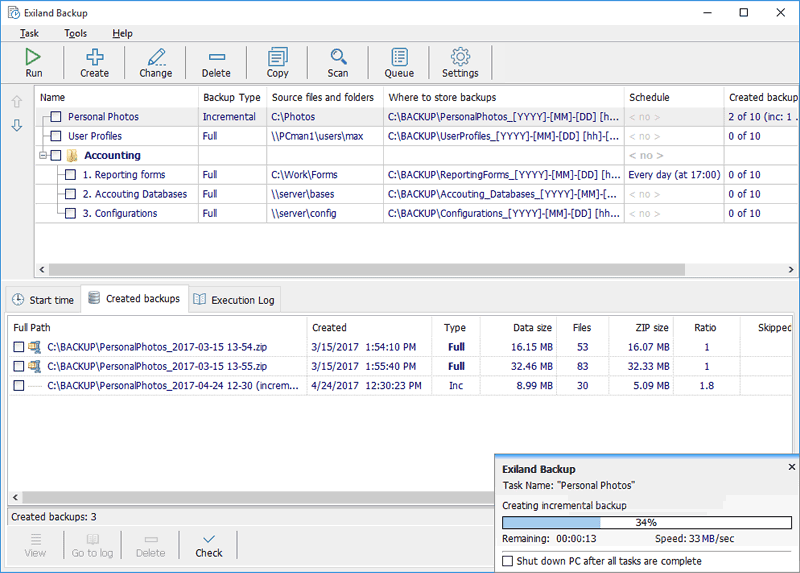 File backup software - Exiland Backup