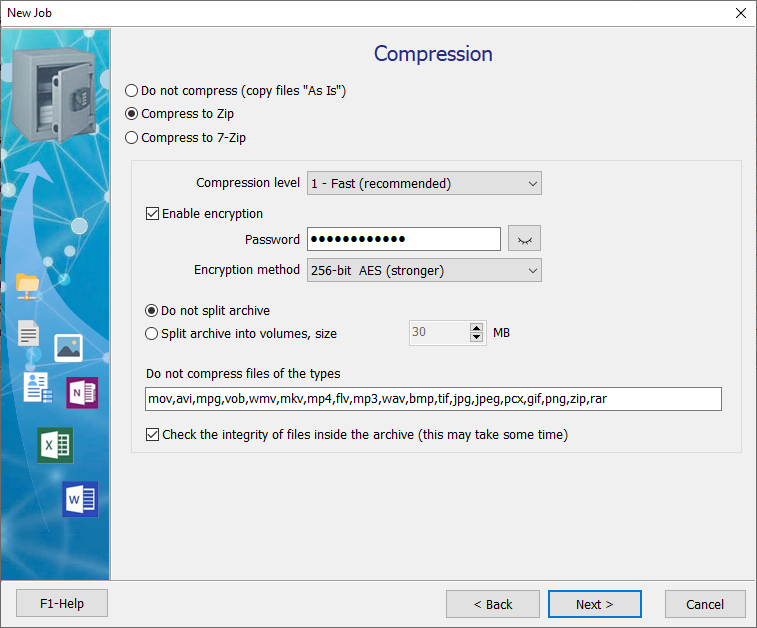Backup compression settings