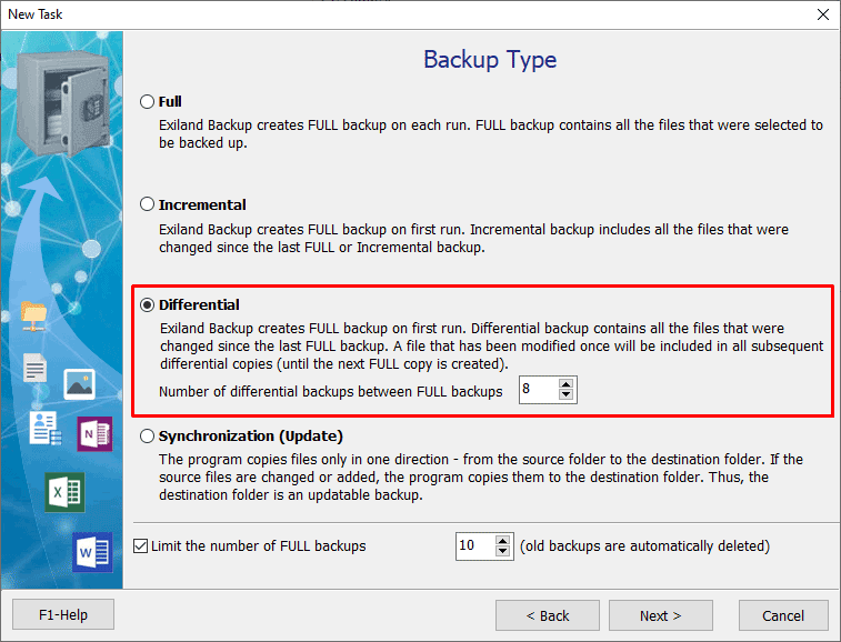 Differential backup type