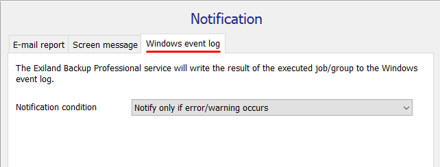 Windows log notification